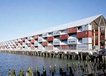 Nomadic Museum.  Shigeru Ban's prefab, modular, mobile shipping container museum. Large scale shipping container architecture.