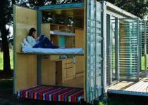 Port-a-Bach Shipping Container Holiday Home.  Small scale prefab green sustainable shipping container archictecture.